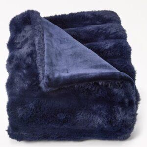 NWT Navy Indigo Faux Fur Throw